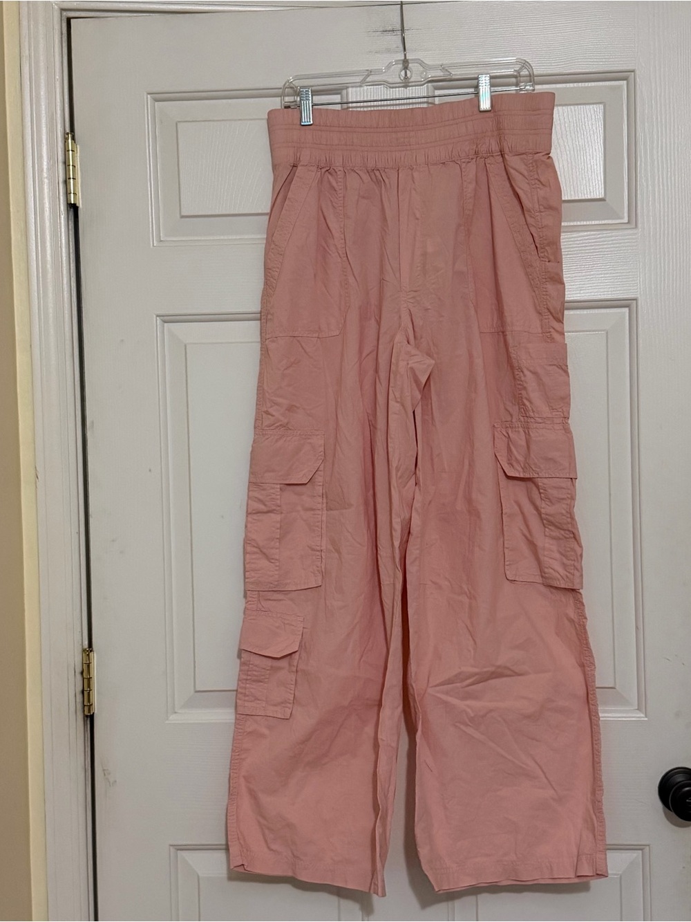 NWT Aerie Light Pink Wide Leg Lightweight Cargo Pants Size Large L